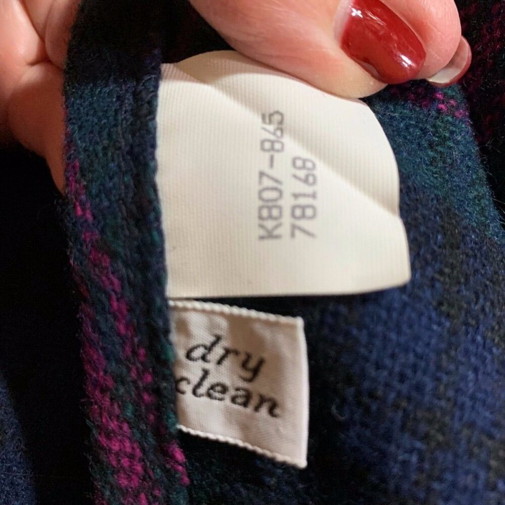 Pendleton Womens O/S Tartan Blue Green Pink Vintage Virgin Wool Cape Poncho USA - Picture 6 of 7
